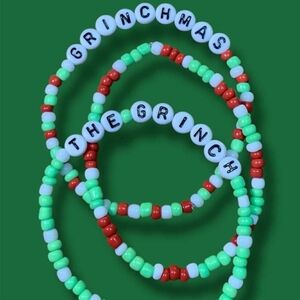 Grinchmas, The Grinch Handmade Beaded Bracelet Christmas 3 Set